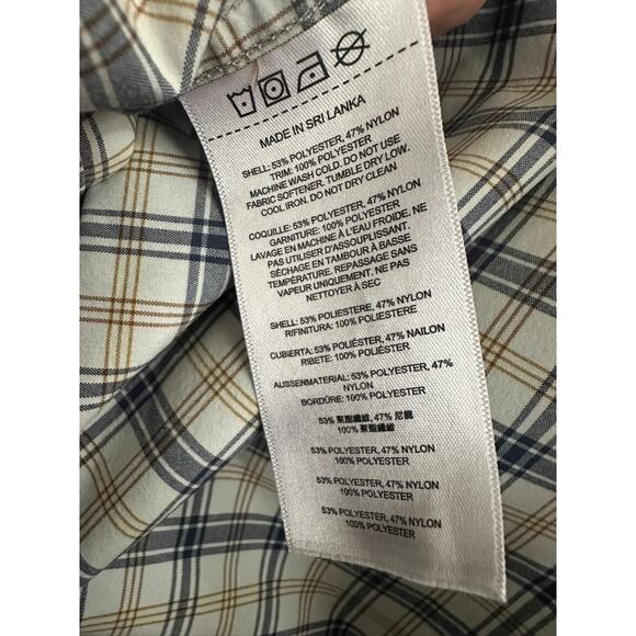 Filson Plaid Short Sleeve Vented Shirt Mens XS Navy Gold Outdoor Travel Fishing - Picture 6 of 7